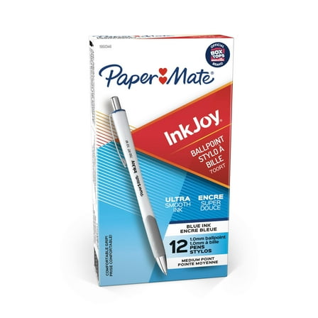 Paper Mate InkJoy 700RT Retractable Ballpoint Pens, Medium Point, White Barrel, Blue Ink, 12 Count