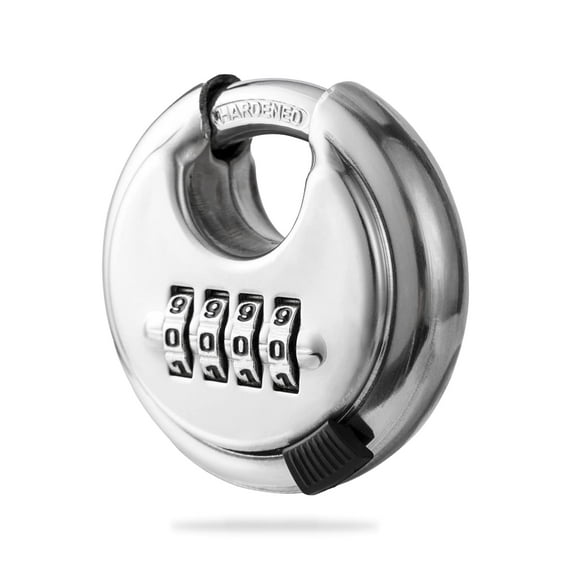 Rohuis Round Combination Lock, Uncuttable Combination Disc Padlock, 3/8 Inch Shackle Outdoor Combo Lock Discus Pad Lock for Storage Unit, Garages, Fences (1 Pack)