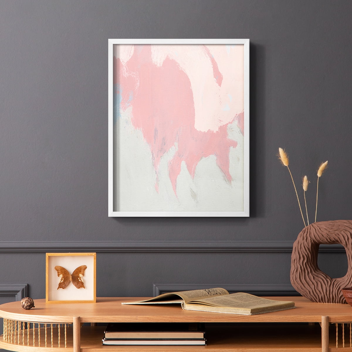 Blushing Abstract II Framed Print in White Solid Wood Framed Print No Nail Hanging