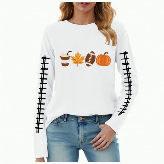 Godom Women's Halloween Funny T-Shirt Pumpkin Long Sleeve Cotton Top Tees