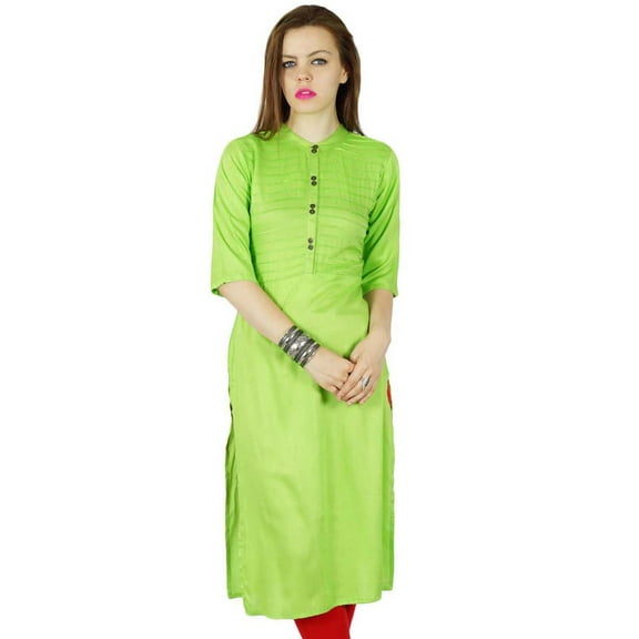 Bimba Women Black Rayon custom Kurta Kurti short Sleeve Summer Tunic Long Top Blouse Indian Clothing