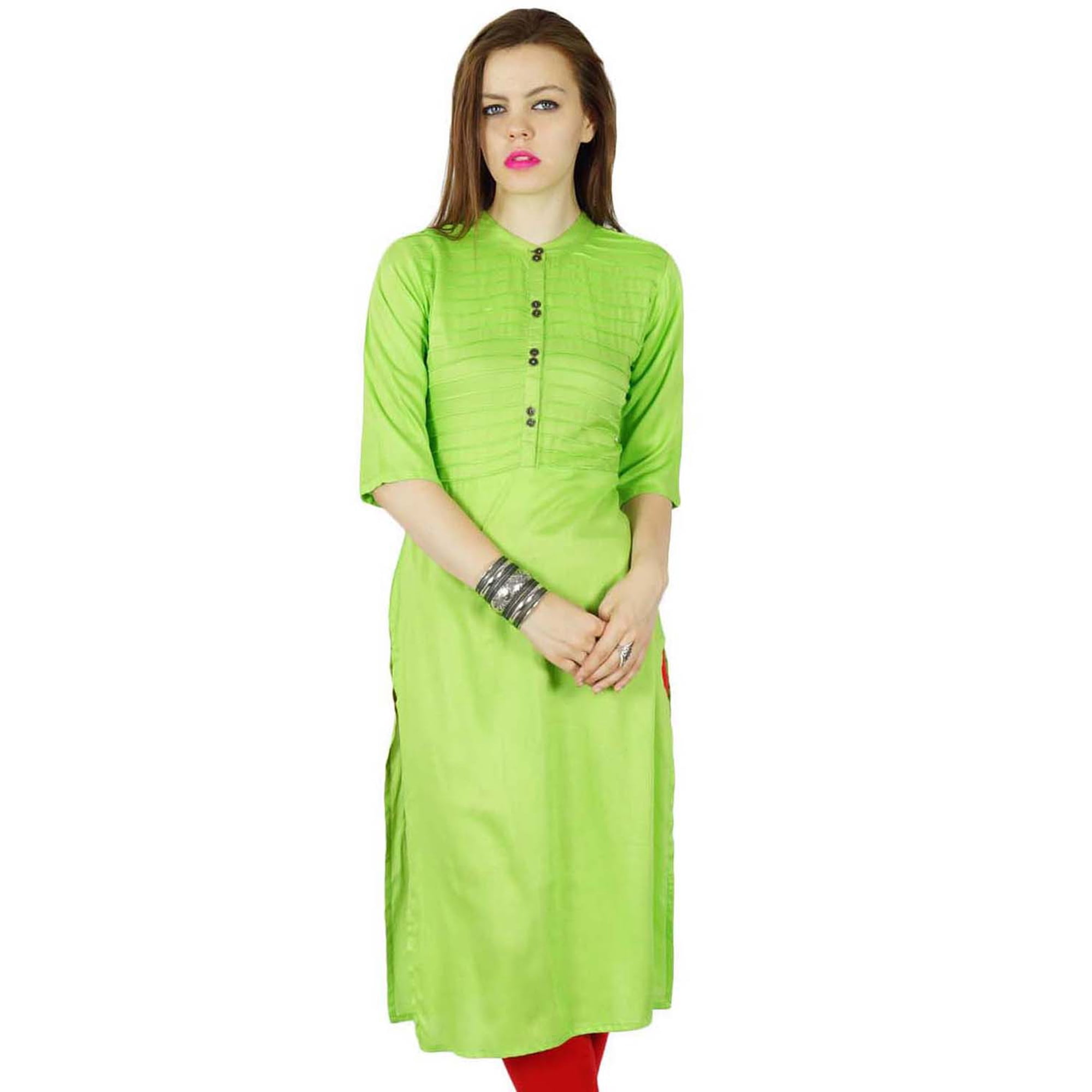 Kurti Top Tunique Femme Imprimé Indien – Crêpe Soyeux, Longueur 33 Pouces, Style Ethnique Élégant Pour Quotidien Et Occasions