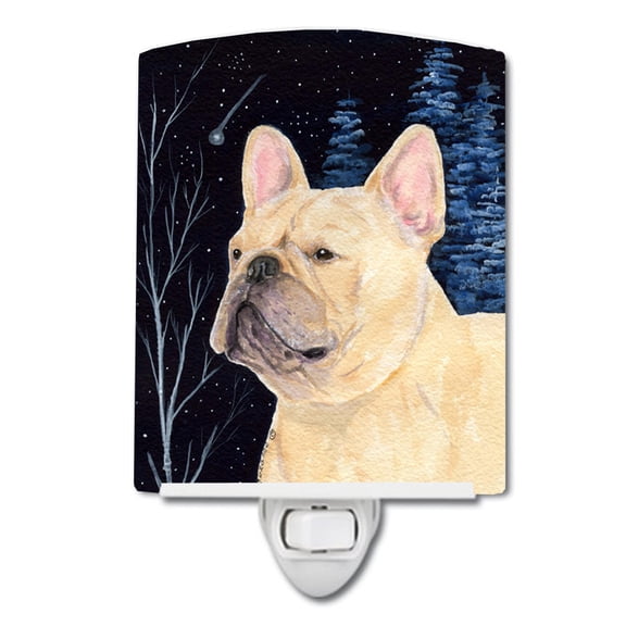 Caroline's Treasures SS8441CNL Starry Night French Bulldog Ceramic Night Light, 6x4x3", multicolor