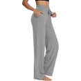thumbnail image 3 of Wide Leg Yoga Pants for Women Loose Comfy Flare Sweatpants with Pockets High Waist Stretch Pants, 3 of 6