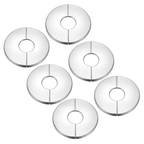 Uxcell Wall Split Flange 1.1" (28mm), Stainless Steel Round Self-Adhesive Escutcheon Plate, Silver 6 Pcs