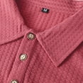 thumbnail image 6 of Mens Waffle Knit Short Sleeve s Shirts Button Up Loose Fit Casual Summer Tops Solid Color Beach Tshirts Watermelon Red XXL, 6 of 7