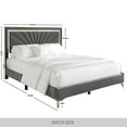 thumbnail image 2 of Castle Place Luxurious Diamond Strip Velvet Upholstered Bed Light Grey, Twin, 2 of 6