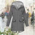 thumbnail image 5 of Frostluinai Women's Waterproof Raincoat Lightweight Rain Jacket Striped Lined Zip Up Hooded Windbreaker with Pockets for Outdoor S-3XL, 5 of 7