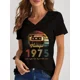 thumbnail image 4 of Camiseta Vintage de edición limitada de 1984, camisetas con estampado gráfico, camisetas de manga corta con cuello en V para mujer, camiseta divertida de años de Radio para mujer, 4 of 5