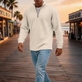thumbnail image 4 of Qwertyu Men's Quarter Zip Up Pullover Mock Neck Long Sleeve Sweatshirt for Men Waffle Knit Casual Half Zipper Pullover Men Beige L, 4 of 7