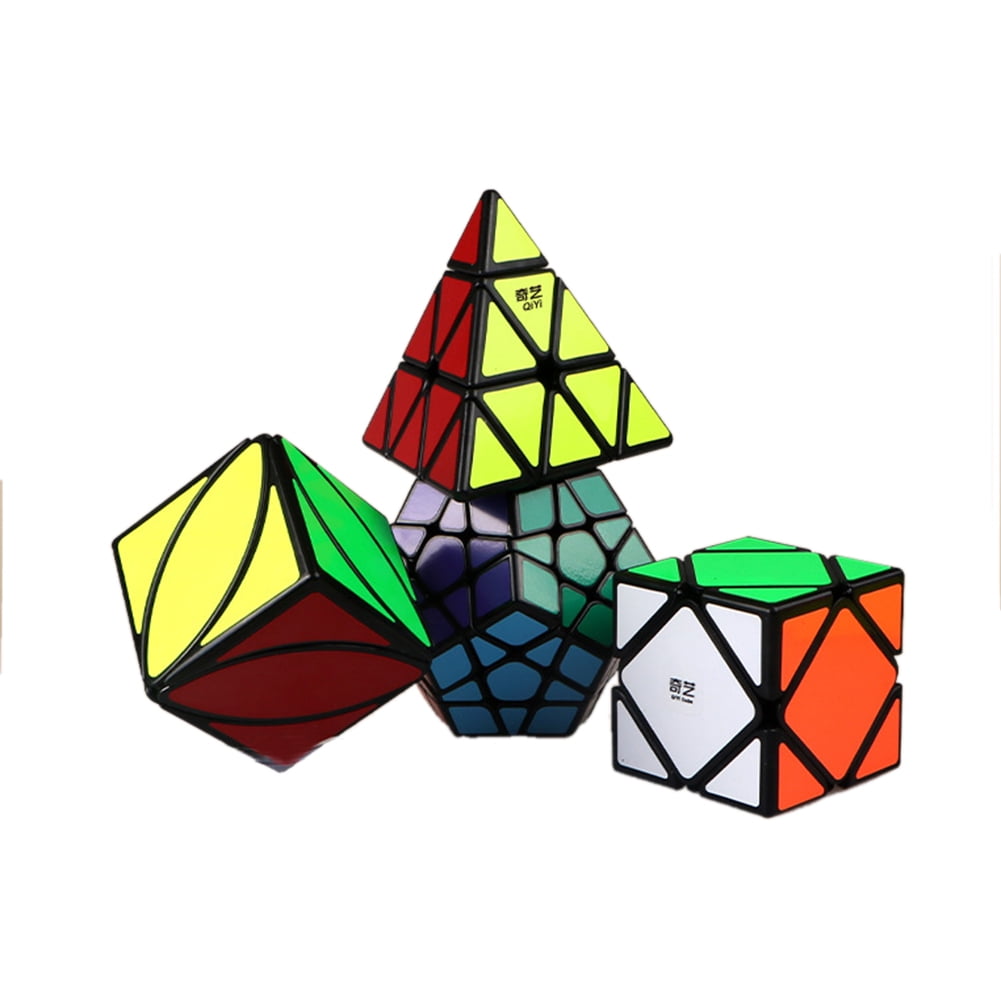 4 Pack Speed Cube Bundle Aitbay Magic Cube Set Megaminx Pyramid Skewb Ivy Sticker Speedcubing Smooth Puzzle Collection Toys 