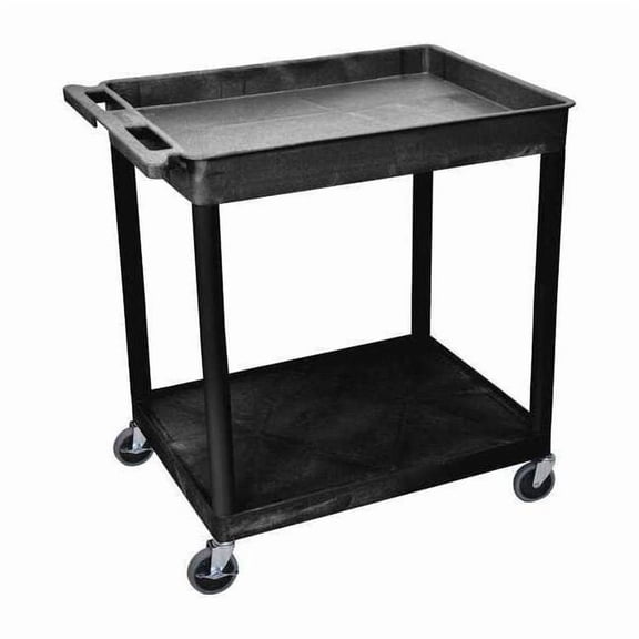 Luxor 24" x 32" Two Shelf Combination Tub/Flat Utility Cart - Black