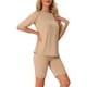 thumbnail image 4 of INSPIRAR CHIC Conjuntos de 2 Piezas para Mujeres, Camiseta de Manga Corta con Letras Impresas, Pantalones Cortos Bodycon, Conjuntos de Lounge S Khaki, 4 of 6