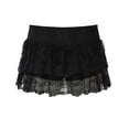 thumbnail image 5 of oqasdz Skirts for Womens Elastic Waist Solid Color Lace Ruffles Pleated Mini Skirt Short Summer Holiday Fashion Party Evening Theme Events, 5 of 9
