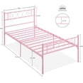 thumbnail image 2 of YUSAZENS Twin Size Metal Bed Frame with Heart Design Headboard - Under Bed Storage, No Box Spring Needed, Pink Girls Platform Bed Frame, Easy Assembly, 2 of 7
