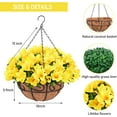 thumbnail image 2 of Artificial Fake Hanging Outdoor Flowers Plants with Basket, Faux Silk Camellia UV Resistant Look Real Floral Arrangement Planter for Outside Porch Patio Balcony Garden Home Decor, 2 of 6