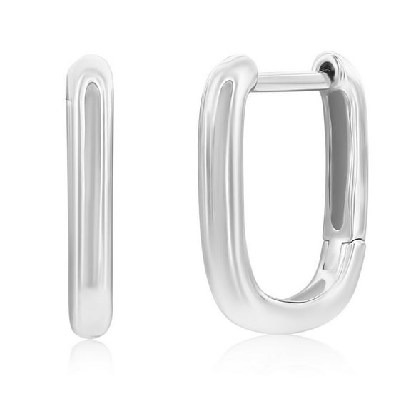 Beaux Bijoux Rectangle-Shaped Hoop Earrings in Sterling Silver - Fine Earrings Jewelry for Women - Hypoallergenic Earrings for Her
