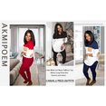 thumbnail image 4 of Akmipoem Women Two Piece Outfits Color Block Sweatsuit Sets Skinny Leggings Tracksuit Loungewear, 4 of 5