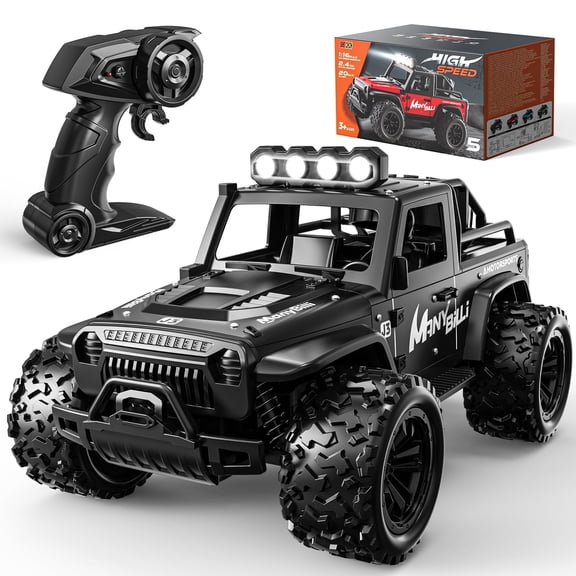 WeFone RC Car, 20KM/H Speed 1:16 Off-Road RC Truck with LED Lights, 2 Batteries, Outdoor Play,  Best Gift for Kids 3 