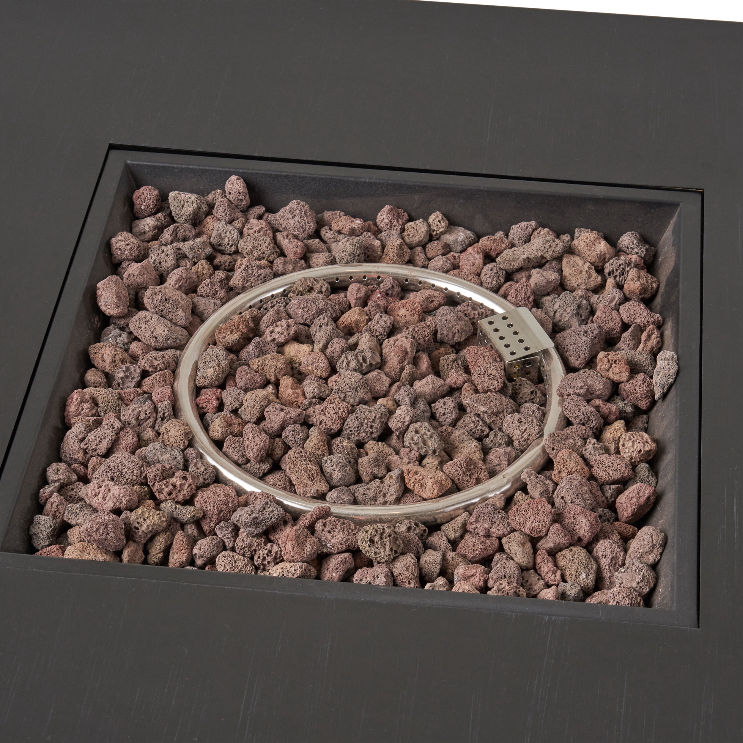 Reign Metal Outdoor 50,000 BTU Square Fire Pit (No Tank Holder), Dark Gray