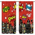 thumbnail image 2 of Superhero City Curtains for Boys Kids Teens, Red Spider Web Cityscape Buildings Cartoon Comic Blackout Window Curtains for Baby Room Bedroom Living Nursery 2 Panel Sets, 52"x84" Inch, 2 of 5