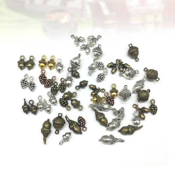 LEORX Stylish Alloy Acorn Charms Assorted Colors for Necklace Bracelet Making Leorx 100Pcs