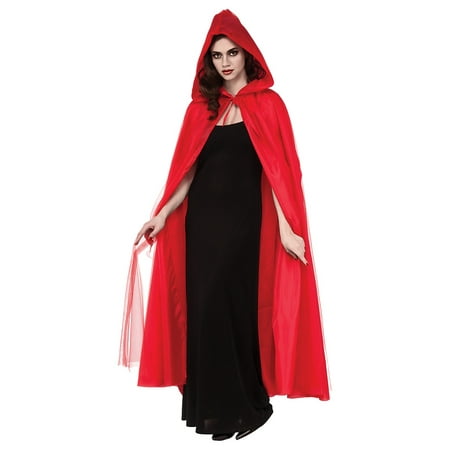 Full Length Hooded Cape Adult Costume Accessory Red - Standard ...