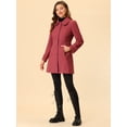 thumbnail image 3 of Abrigo De Invierno Con Botón Delantero Y Cuello Peter Pan Para Mujer Rojo Apagado S, 3 of 6