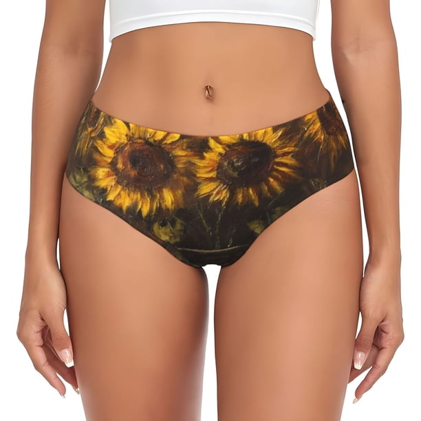 Fotbe Rustic Sunflower Bouquet Calzones Estampados para Mujer – Ropa Interior de Algodón, Cómoda, Suave y Elástica-X-Large