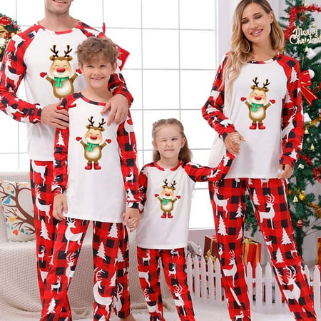 

Dezsed Family Matching Outfits Toddler Pajamas Clearance Parent-child Warm Christmas Set Printed Home Wear Pajamas Two-piece Kid Set Mother Father Kids Son Matching Outfits