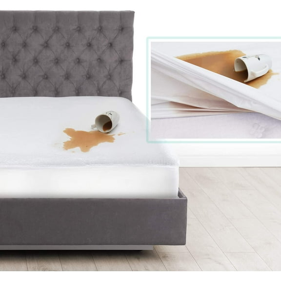 Premium Cotton Mattress Protector – Soft and Waterproof Queen Deep Pocket Mattress Protector – Breathable Cover, Fits Up to 24 Inch White