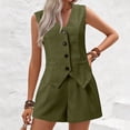 thumbnail image 6 of Women's two-piece fashion suit: button-down vest top and shorts, business casual ., 6 of 8