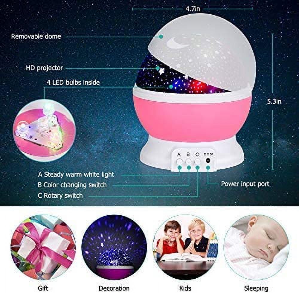 Baby Night Light Star ProjectorMoon Novelty Toys Glow in The Dark Toys for Baby Children Sleeping Gift (Pink)