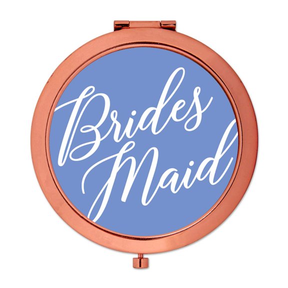Koyal Wholesale Rose Gold Compact Mirror Bridesmaid Wedding Gift, Cornflower Blue, 1-Pack