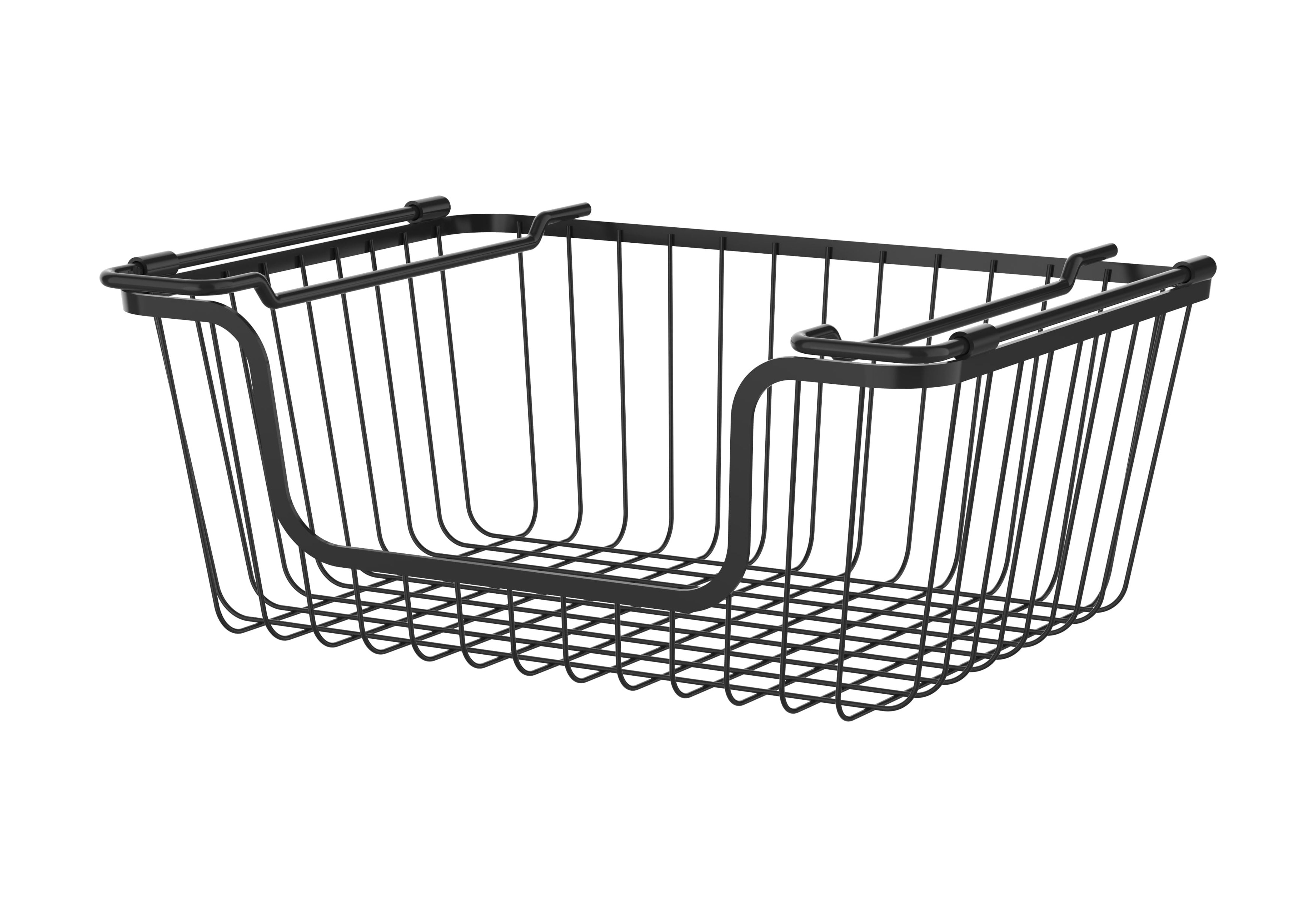Oceanstar Stackable Metal Wire Storage Basket Set for Pantry, Countertop, Kitchen or Bathroom – Black, Set of 2