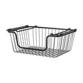 thumbnail image 5 of Oceanstar Stackable Metal Wire Storage Basket Set for Pantry, Countertop, Kitchen or Bathroom – Black, Set of 2, 5 of 5
