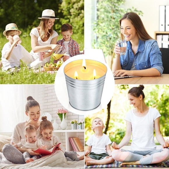 Aromatherapy Candles,2PCS Three-Core Large Iron Bucket Soy Wax Candle Citronella Oil Mosquito Repellent Relaxing Vibe Extended Burning for Bedroom Sleep Outdoor Camping Party Indoor Home Decor