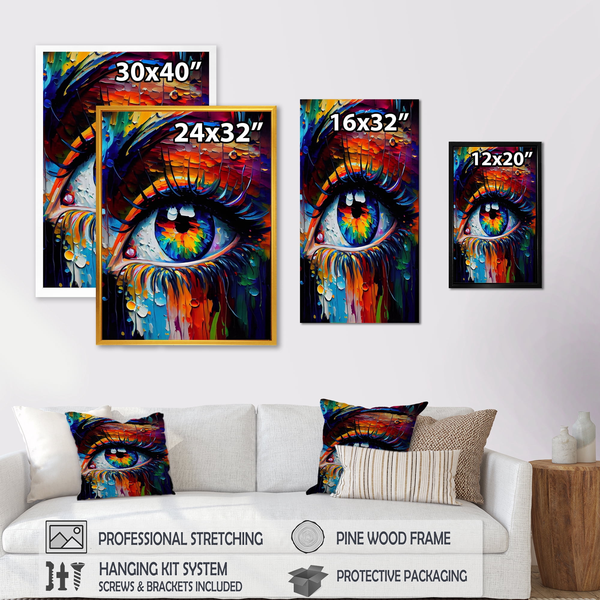 Designart Colorful Eye II Canvas Wall Art