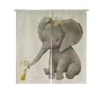 thumbnail image 1 of ABPHQTO Bonito elefante con corona de flores y pato pequeño, cortina japonesa Noren, cortinas para puerta y ventana, 85x120 cm, 1 of 1