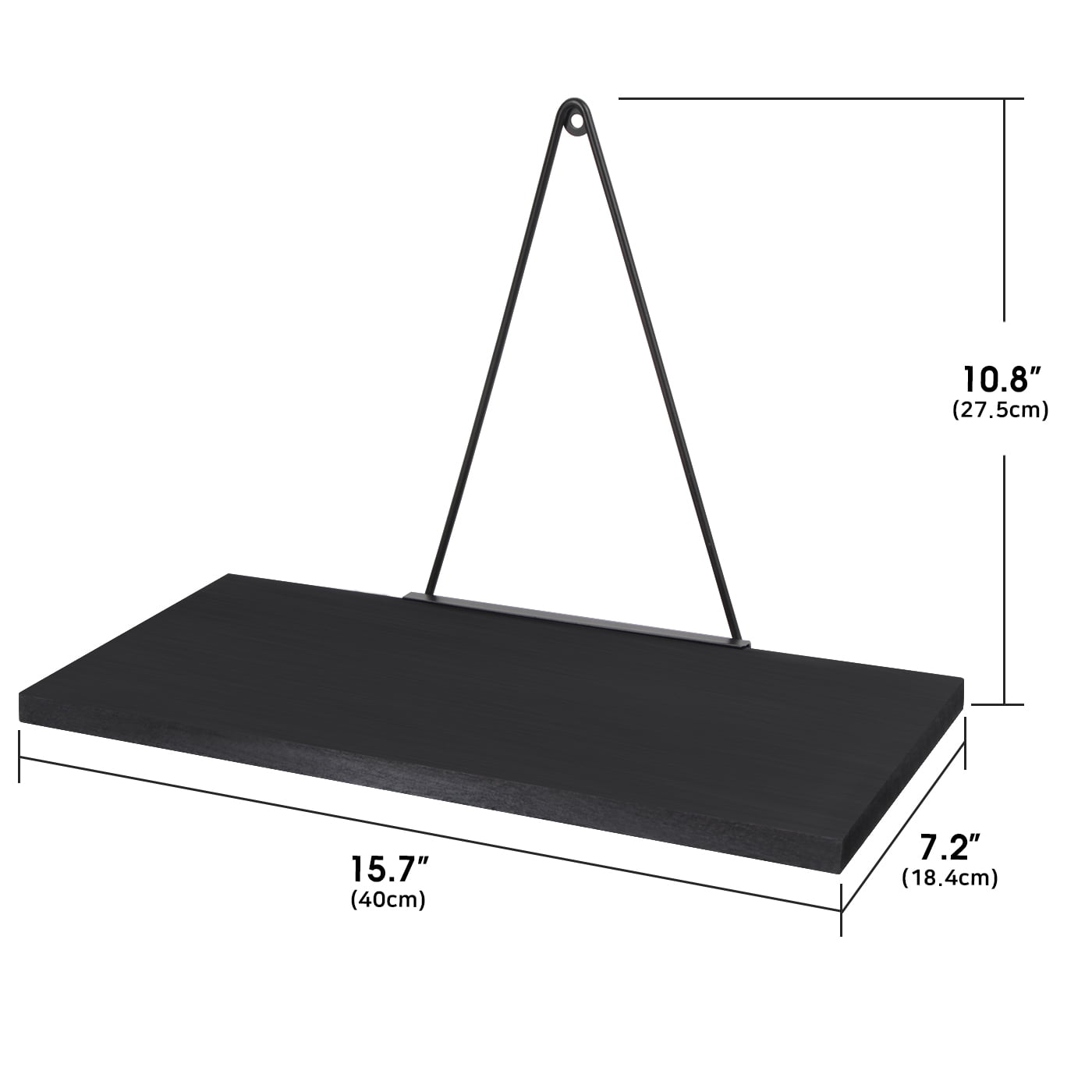 J JACKCUBE DESIGN - Black Floating Shelf, Wall Shelves with Triangle Bracket, Corner Shelf Wall Mount, Mordern Home Décor for Living Room, Bedroom, Kitchen and More, Set of 2 - MK602A