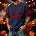 thumbnail image 4 of DORKASM Halloween Shirts for Men Round Neck Spooky Plus Size Shirts Short Sleeve Skeleton Pumpkin Vacation Blouse Ghost Graphic 2026 Basic T-Shirt Navy L, 4 of 7