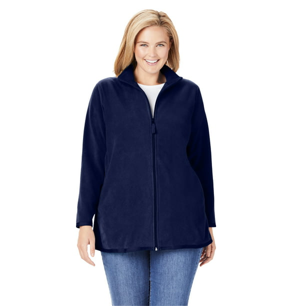 Woman Within - Woman Within Women's Plus Size Zip-Front Microfleece ...