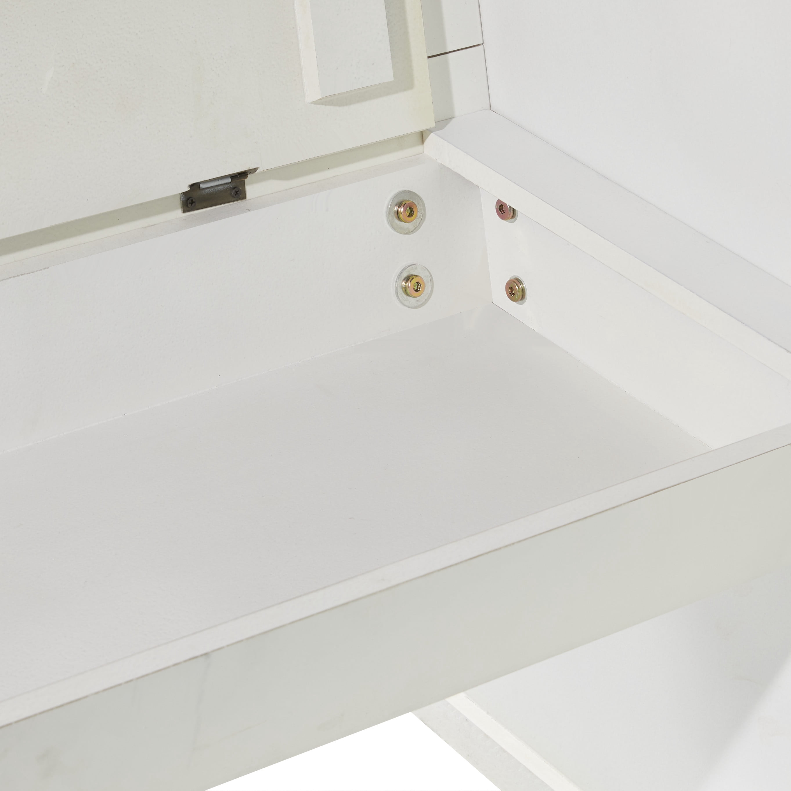 DecMode Wood Storage Bench with Scrolled Armrests, White