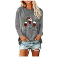 thumbnail image 2 of Hauts pour Femmes Décontractés Chics Imprimé de Noël Manches Longues Col Rond Blouse en Liquidation, 2 of 5