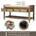 thumbnail image 4 of Storage Bench with 2 Drawers and  Cushioned Seat, Shoe Bench with Shoe Rack, for Entryway, Hallway and Bedroom, Gray Wash, 4 of 9