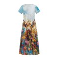 thumbnail image 6 of Uourmeti Girls Dress with Highland Cow Oil Painting Print Short Sleeve Round Neck Casual Maxi Dresses with Pockets Summer Long Sundress for Kids, Size 11-12 Years, 6 of 7
