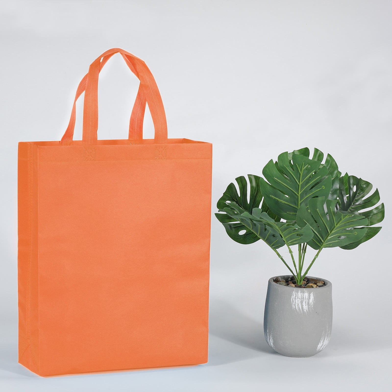 Unique Bargains Reusable Gift Bags Vertical Style Non-Woven Tote Bag Orange