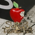 thumbnail image 2 of harmtty Apple Super Teacher Rhineston Inlaid Brooch Pin Badge Christmas Teacher Day Gift, 2 of 5