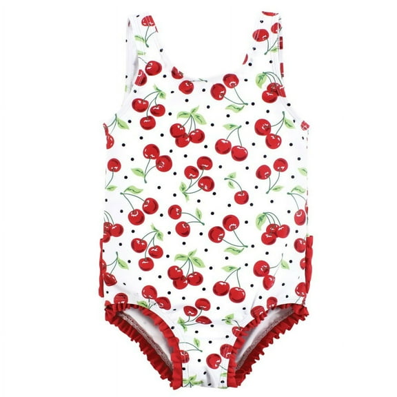 Hudson Baby Girls Toddler Swimsuit, Cherries, 2T