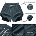 thumbnail image 4 of Inverlee Athletic Shorts for Women Summer Quick Dry Gym Running Shorts Casual Elastic Waist 2 in 1 Pocketed Short with Liner Army Green L, 4 of 9